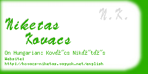 niketas kovacs business card